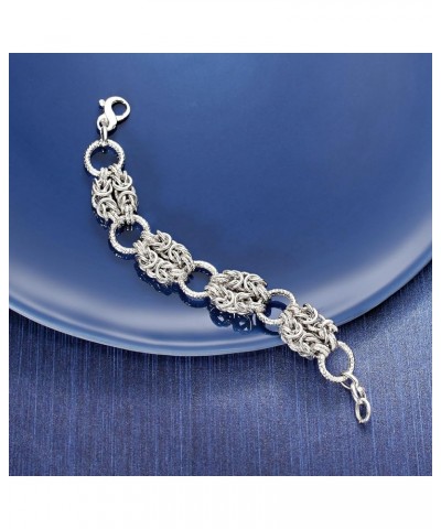 Italian Sterling Silver Byzantine and Textured Circle Bracelet 8.5 Inches $50.40 Bracelets