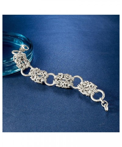 Italian Sterling Silver Byzantine and Textured Circle Bracelet 8.5 Inches $50.40 Bracelets