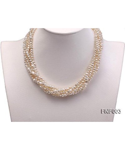 Necklace for Women Six-strand 4-5mm White Flat Freshwater Pearl Necklace with Smoky Quartz Pendant 17.5inch $19.59 Necklaces