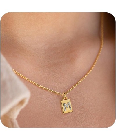 Gold/Silver Initial Necklace for Women,Dainty Dog Tag Pendant Letter Necklace for Gifts Gold-M $6.62 Necklaces