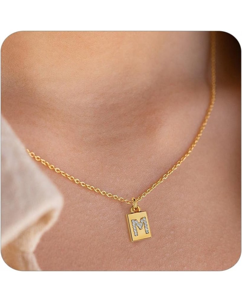 Gold/Silver Initial Necklace for Women,Dainty Dog Tag Pendant Letter Necklace for Gifts Gold-M $6.62 Necklaces