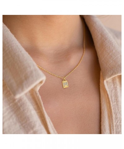 Gold/Silver Initial Necklace for Women,Dainty Dog Tag Pendant Letter Necklace for Gifts Gold-M $6.62 Necklaces