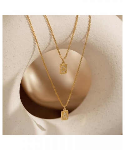 Gold/Silver Initial Necklace for Women,Dainty Dog Tag Pendant Letter Necklace for Gifts Gold-M $6.62 Necklaces