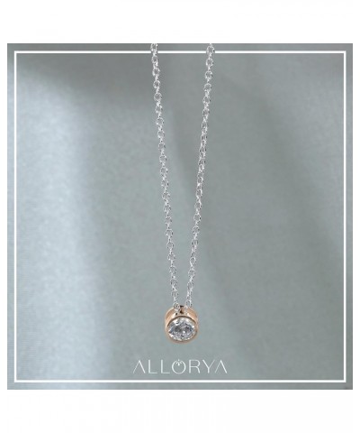 Round Lab Grown White Diamond Solitaire Bezel Set Pendant for Women in 14K Gold 0.50 Carat Silver Chain Rose Gold $258.27 Nec...