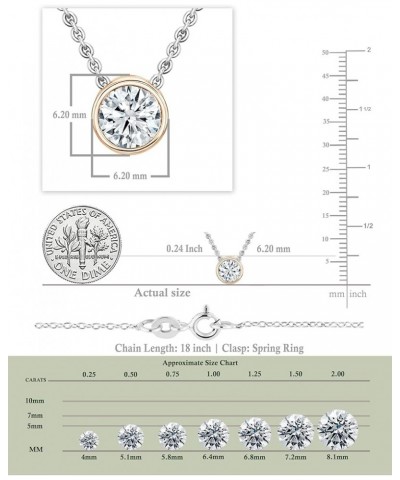 Round Lab Grown White Diamond Solitaire Bezel Set Pendant for Women in 14K Gold 0.50 Carat Silver Chain Rose Gold $258.27 Nec...