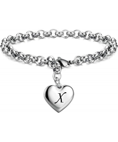 Stainless Steel Initial Alphabet 26 Letter Charms Chain Link Bracelet,Gifts for Women/Girls/Friends. X $9.17 Bracelets