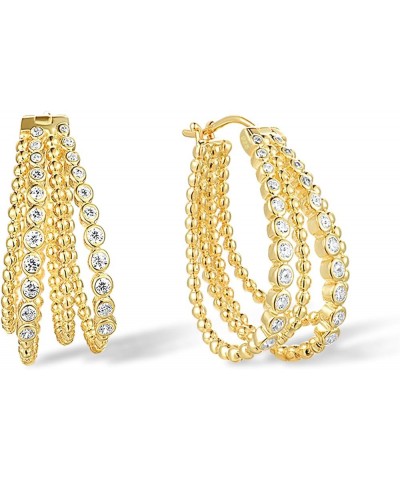 925 Sterling Silver Cubic Zirconia Gold Plated Earrings for Women Chain Shape $24.93 Earrings