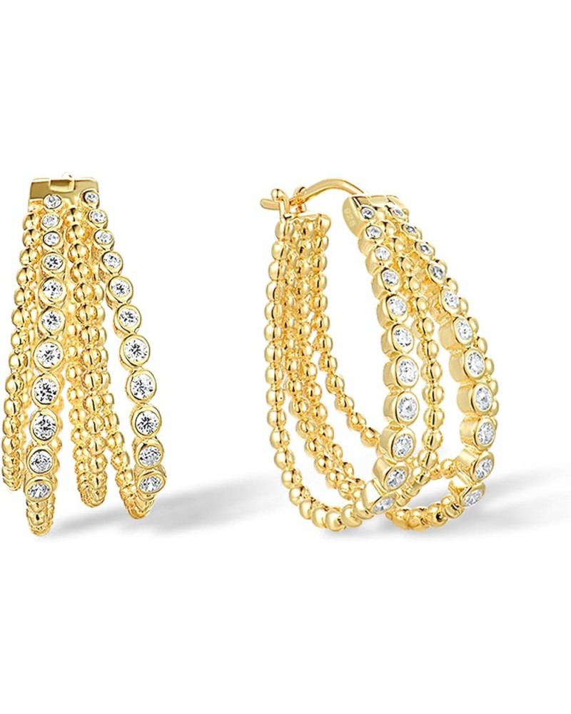 925 Sterling Silver Cubic Zirconia Gold Plated Earrings for Women Chain Shape $24.93 Earrings