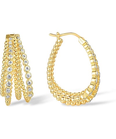 925 Sterling Silver Cubic Zirconia Gold Plated Earrings for Women Chain Shape $24.93 Earrings