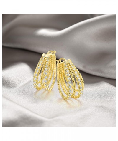 925 Sterling Silver Cubic Zirconia Gold Plated Earrings for Women Chain Shape $24.93 Earrings