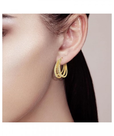 925 Sterling Silver Cubic Zirconia Gold Plated Earrings for Women Chain Shape $24.93 Earrings