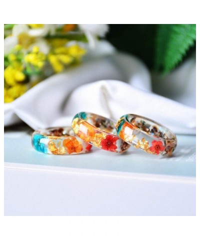 Handmade Forest Dried Flowers Gold Foil Inside Resin Rings for Women Jewelry Engagement Wedding Finger Rings Party Gift G $9....