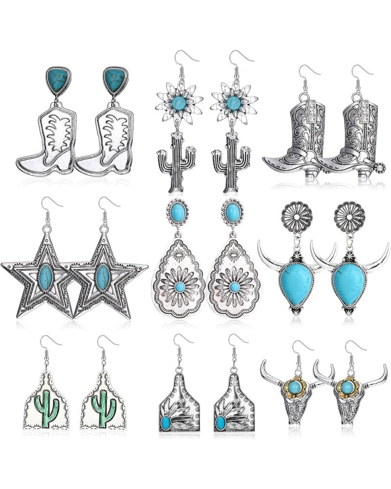 Western Earrings for Women Cowgirl Cowboy Boot Bull Hat Drop Dangle Country Earrings Set Style2 $9.17 Earrings