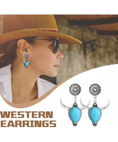 Western Earrings for Women Cowgirl Cowboy Boot Bull Hat Drop Dangle Country Earrings Set Style2 $9.17 Earrings