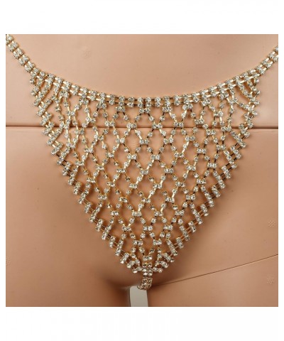 Sexy Full Rhinestone Hollow Woven Mesh Bikini Suit Chain Body Chain Set Rhinestone Beach Luxury Jewelry for Women Gold $17.84...