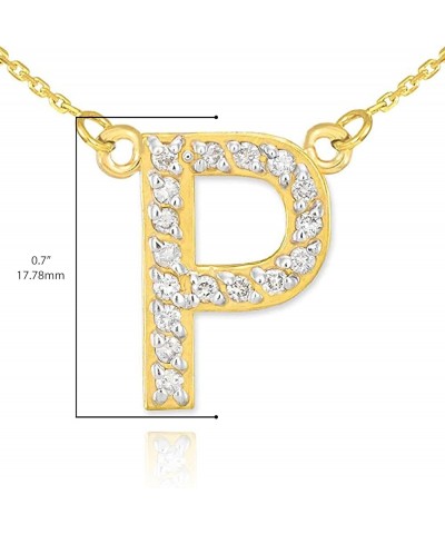 14K Yellow Gold Diamond Accented Personalized Initial Letter Pendant Necklace, 1/20-1/5 Cttw (J-K color, I1-I2 Clarity), Your...