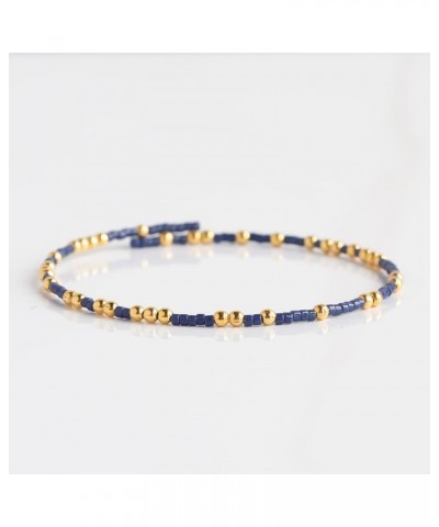 Confetti Bangles in Delicate Miyuki Glass and Gold Plated Beads, 2-3mm Collections Navy $9.03 Bracelets