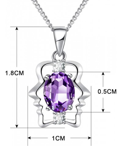 Zodiac Constellation Necklace Crystals Birthstone Jewelry Gifts for Women Girls F_5.21-6.21Gemini Purple $10.63 Necklaces