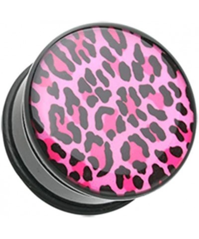 Roseate Pink Leopard Print Single Flared Ear Gauge Plug 1/2" (12.5mm) $9.50 Body Jewelry