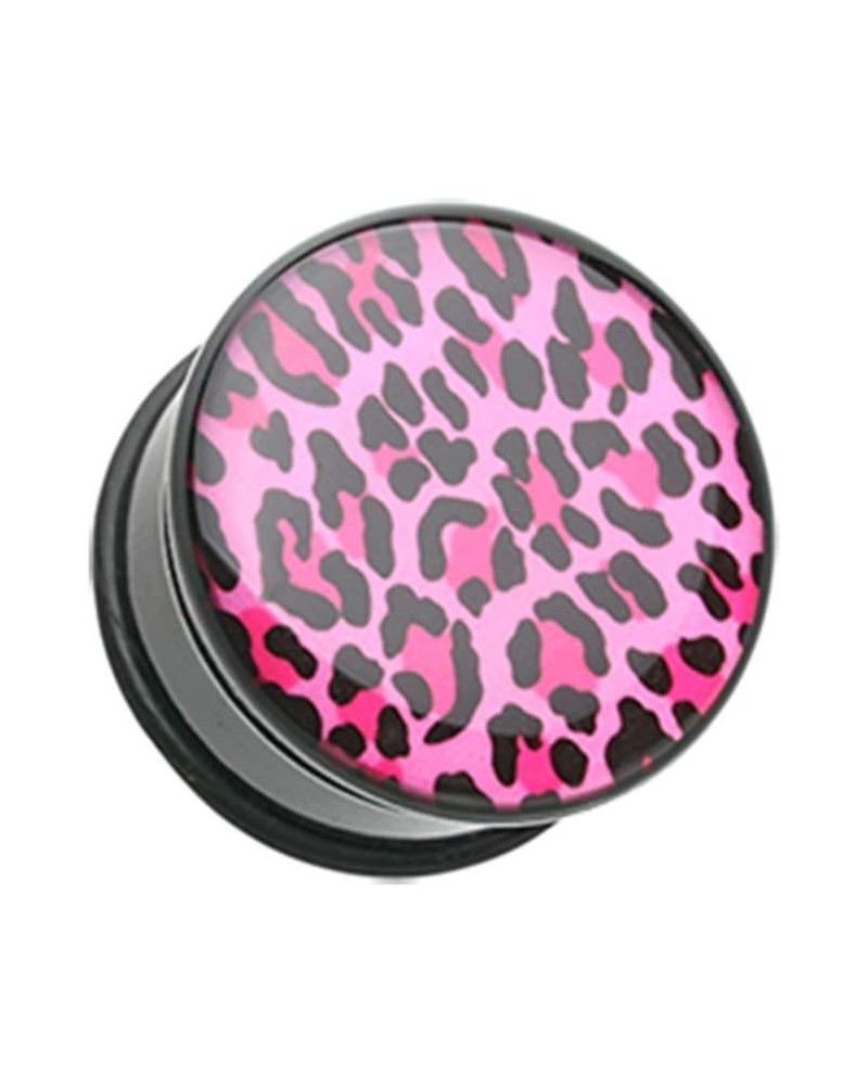 Roseate Pink Leopard Print Single Flared Ear Gauge Plug 1/2" (12.5mm) $9.50 Body Jewelry