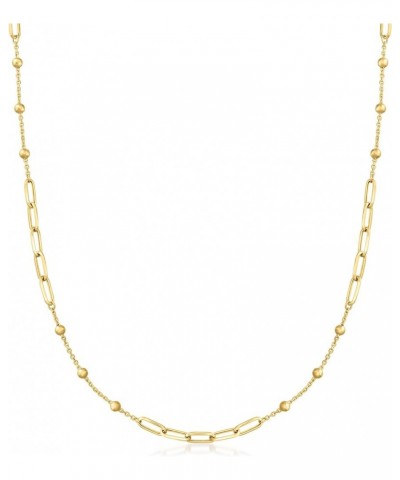 by Ross-Simons 14kt Yellow Gold Paper Clip Link and Bead Necklace 18.0 Inches $126.92 Necklaces