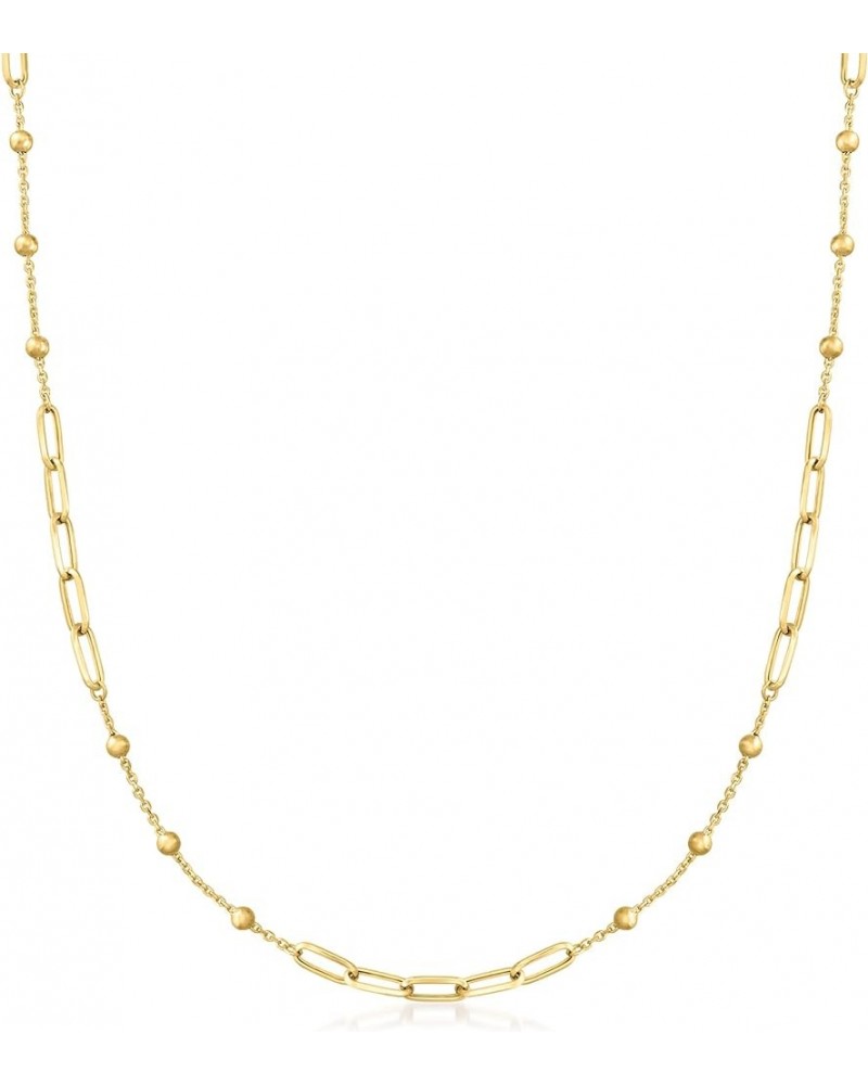 by Ross-Simons 14kt Yellow Gold Paper Clip Link and Bead Necklace 18.0 Inches $126.92 Necklaces