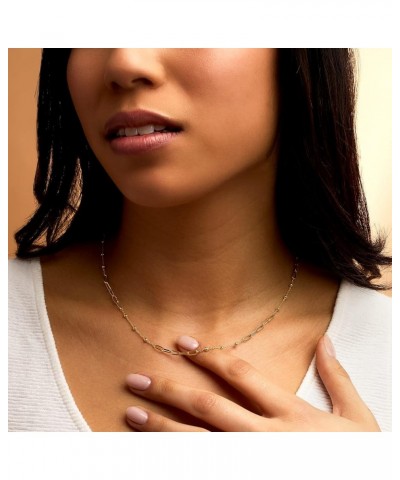 by Ross-Simons 14kt Yellow Gold Paper Clip Link and Bead Necklace 18.0 Inches $126.92 Necklaces