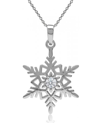 925 Sterling Silver Cubic Zirconia Stones Snowflake Pendant with 18 Inch Chain Necklace Jewelry for Women Cubic Zirconia $10....