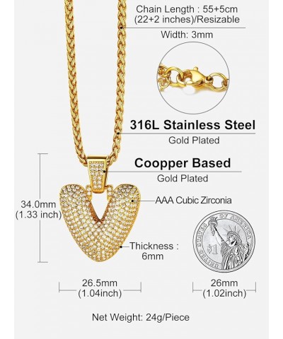 Shiny Cubic Zirconia Bubble Letter Necklace for Men Women 18K Gold Plated Monogram Jewelry(with Gift Box) V $12.87 Necklaces