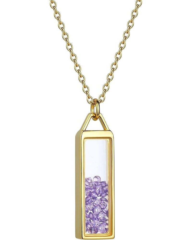 MY FAVORITE DRAWER Birthstone Bar Necklace for Women Gold Silver Plated Dainty Amethyst Garnet Aquamarine Crystal Stone Penda...