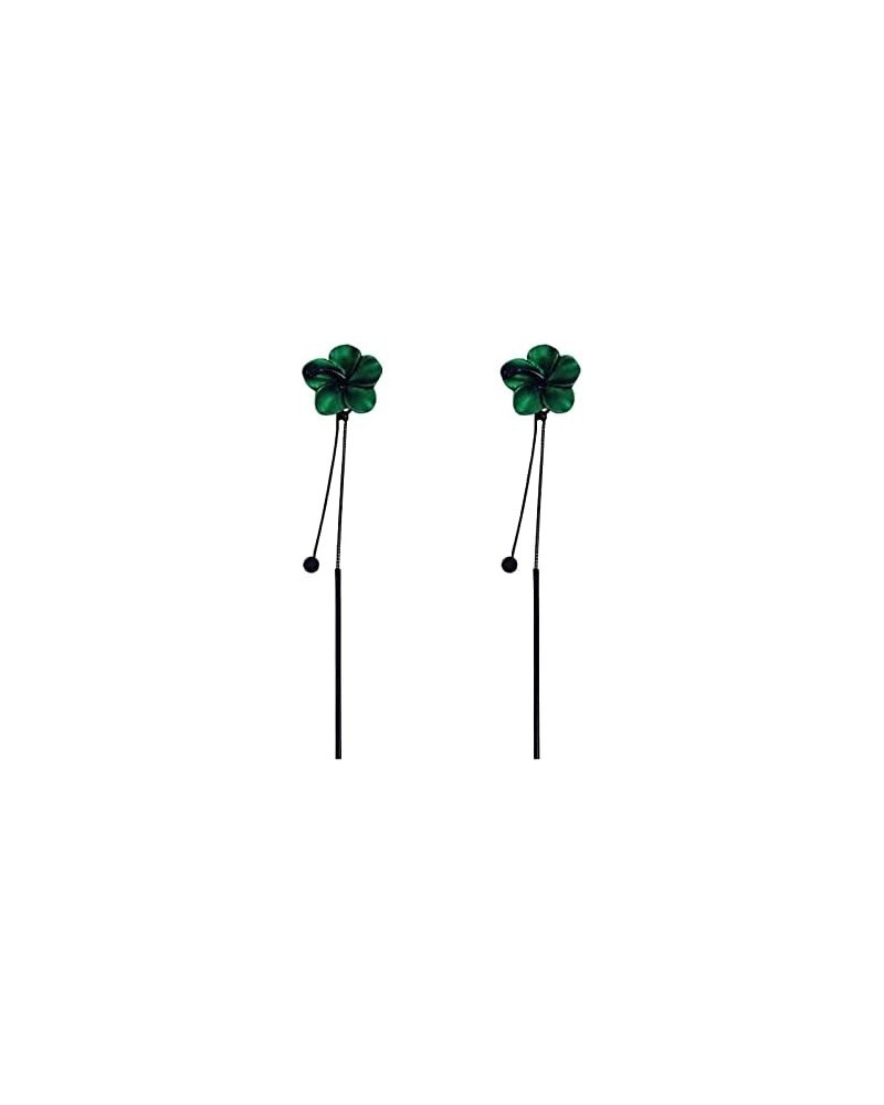 Trendy Red Green Poppy Flower Black Long Line Bar Tassel Earrings for Women Charm Drop Dangle Earring Jewelry Green $6.88 Ear...