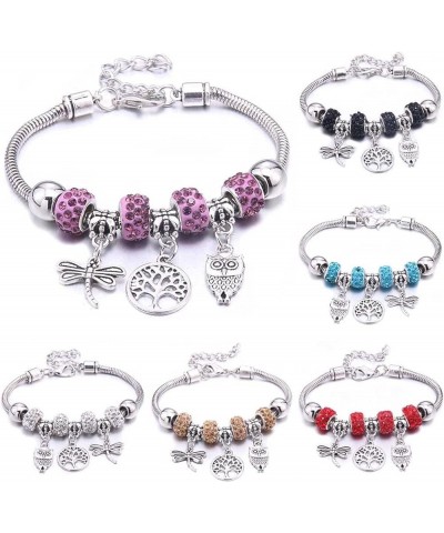 Crystal Charm Bracelets Beads Bracelet Women DIY BeadsBracelets Bangles Jewelry Gift (Metal Color : B3277-rosered) B3277-whit...