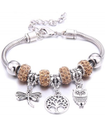 Crystal Charm Bracelets Beads Bracelet Women DIY BeadsBracelets Bangles Jewelry Gift (Metal Color : B3277-rosered) B3277-whit...