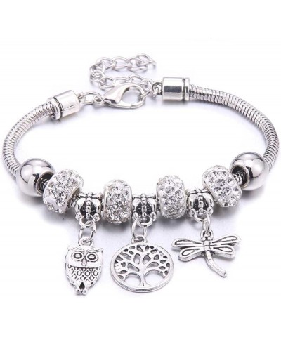 Crystal Charm Bracelets Beads Bracelet Women DIY BeadsBracelets Bangles Jewelry Gift (Metal Color : B3277-rosered) B3277-whit...