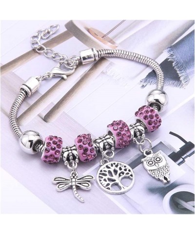 Crystal Charm Bracelets Beads Bracelet Women DIY BeadsBracelets Bangles Jewelry Gift (Metal Color : B3277-rosered) B3277-whit...