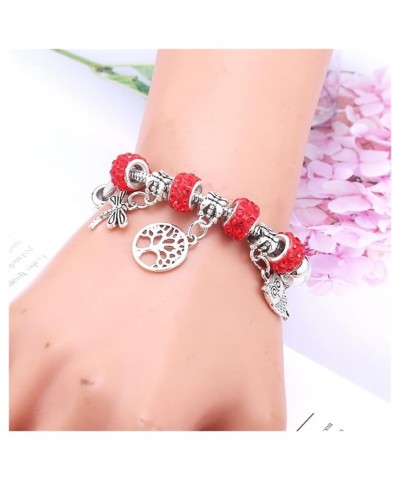 Crystal Charm Bracelets Beads Bracelet Women DIY BeadsBracelets Bangles Jewelry Gift (Metal Color : B3277-rosered) B3277-whit...