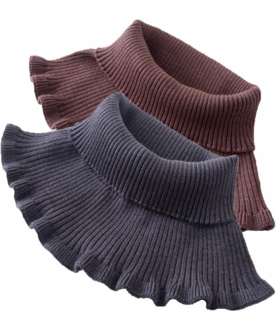 Detachable Fake Collar Knitted Turtleneck Dickey Collar for Women Dark Camel ,Dark Grey $11.20 Necklaces