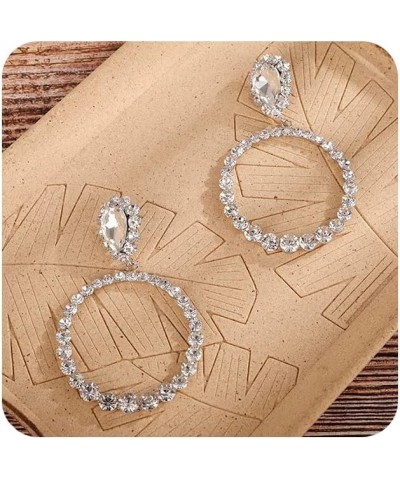 Women Statement Crystal Big Hoop Earrings Ladies Rhinestones Earrings Elegant Jewelry for Wedding Prom $9.53 Earrings