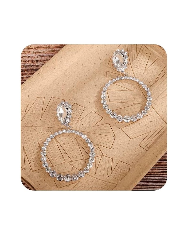 Women Statement Crystal Big Hoop Earrings Ladies Rhinestones Earrings Elegant Jewelry for Wedding Prom $9.53 Earrings