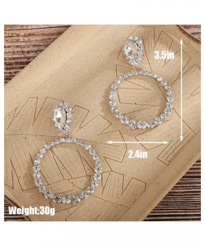 Women Statement Crystal Big Hoop Earrings Ladies Rhinestones Earrings Elegant Jewelry for Wedding Prom $9.53 Earrings