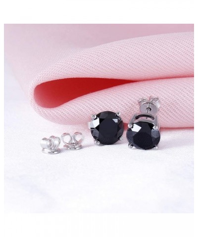 10K White Gold Post 2ctw-4ctw 6.5mm-8mm Black Moissanite Simulated Diamond Stud Earrings 14K Gold QUALITY Sterling Silver Ear...