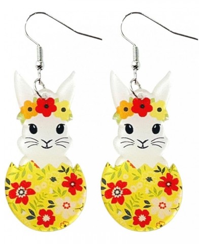 Easter Earrings Acrylic Cute Bunny Rabbit Egg Spring Flower Dangle Drop Earrings Easter Holiday Gifts for Women A Yellow $7.0...