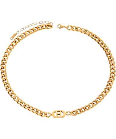 Gold Cuban Link Necklace for Women 18K Gold Plated Women Gold Chain Necklace Stainless Steel Cuban Chain Jewelry Gift A728-H ...