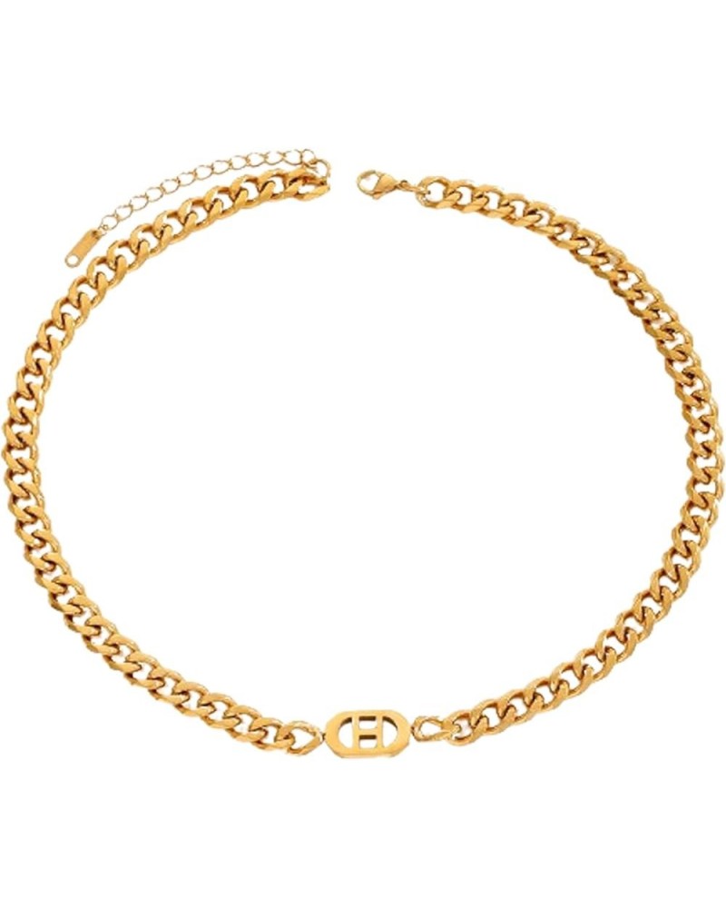 Gold Cuban Link Necklace for Women 18K Gold Plated Women Gold Chain Necklace Stainless Steel Cuban Chain Jewelry Gift A728-H ...