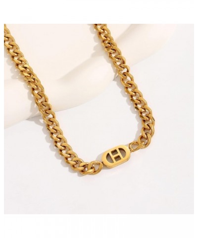 Gold Cuban Link Necklace for Women 18K Gold Plated Women Gold Chain Necklace Stainless Steel Cuban Chain Jewelry Gift A728-H ...