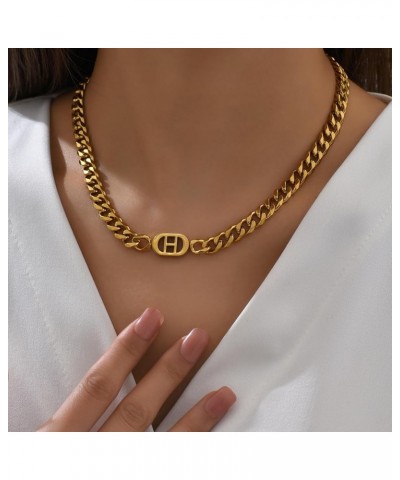 Gold Cuban Link Necklace for Women 18K Gold Plated Women Gold Chain Necklace Stainless Steel Cuban Chain Jewelry Gift A728-H ...