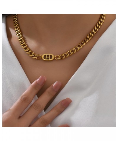 Gold Cuban Link Necklace for Women 18K Gold Plated Women Gold Chain Necklace Stainless Steel Cuban Chain Jewelry Gift A728-H ...