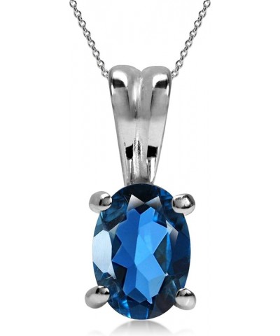 7x5mm Oval Shape 925 Sterling Silver Solitaire Pendant with 18 Inch Chain Necklace genuine london blue topaz $9.85 Necklaces