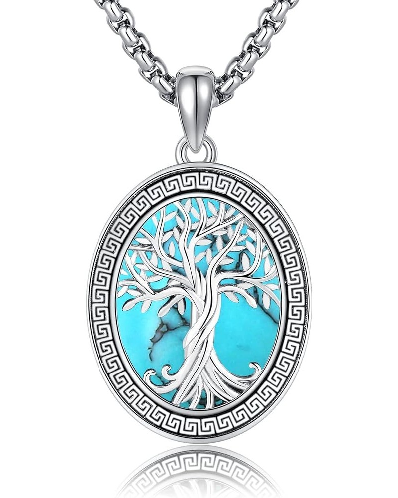 Tree Of Life Necklace 925 Sterling Silver Tree Of Life Pendant Greek Key Necklace Family Tree Of Life Jewelry Gift For Women ...