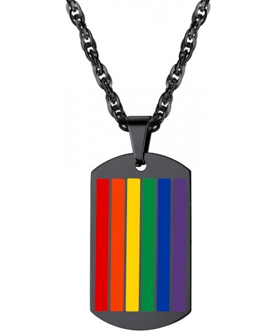 Hypoallergenic 925 Sterling Silver/Stainless Steel LGBT Bar/Dog Tag/Bead Pendant Necklace, Custom Engraved Rainbow Flag Lesbi...